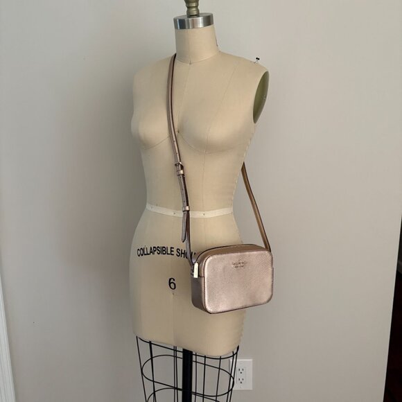 Kate Spade Staci Mini Camera Leather Crossbody Bag Rose Gold - Picture 1 of 9